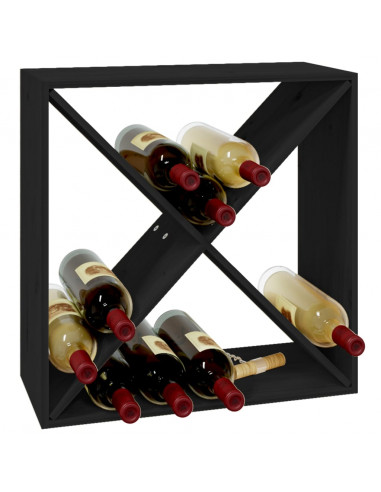Portabottiglie Nero 62x25x62 cm in Legno Massello di Pino