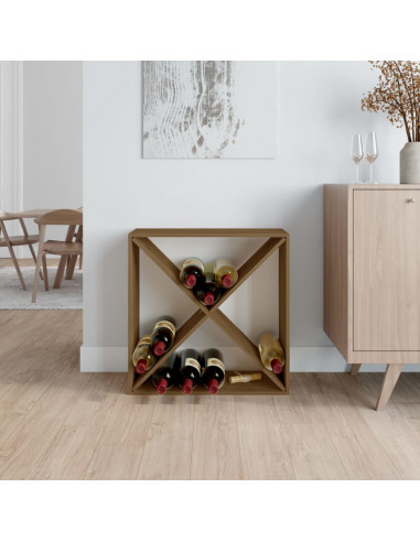 Portabottiglie Miele 62x25x62 cm in Legno Massello di Pino