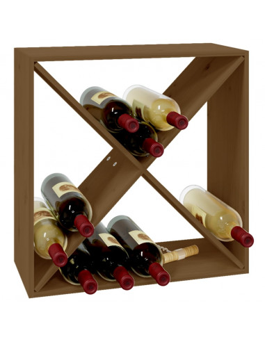 Portabottiglie Miele 62x25x62 cm in Legno Massello di Pino