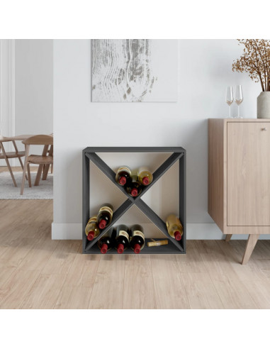 Portabottiglie Grigio 62x25x62 cm in Legno Massello di Pino