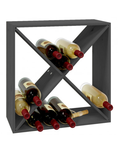 Portabottiglie Grigio 62x25x62 cm in Legno Massello di Pino