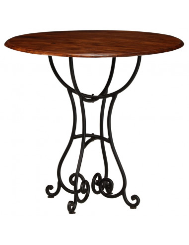 Tavolo da Pranzo in Legno di Acacia Finitura Ambra 80x76 cm