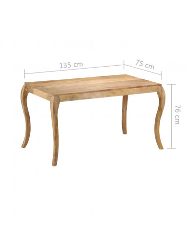 Tavolo da Pranzo in Legno Massello di Mango 135x75x76 cm