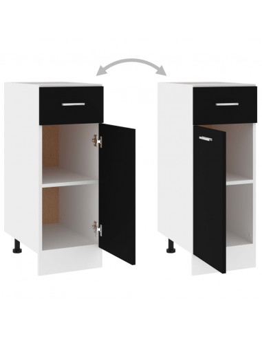 Armadio con Cassetto Nero 30x46x81,5 cm in Legno Multistrato