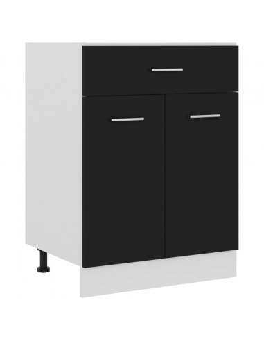 Armadio Inferiore con Cassetto Nero 60x46x81,5 cm Multistrato