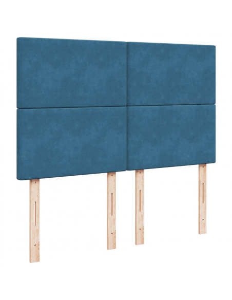 Giroletto a Molle con Materasso Blu 140x200 cm in Velluto