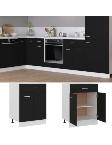 Armadio Inferiore con Cassetto Nero 60x46x81,5 cm Multistrato