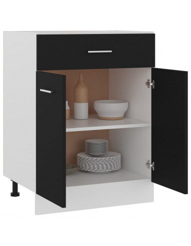 Armadio Inferiore con Cassetto Nero 60x46x81,5 cm Multistrato