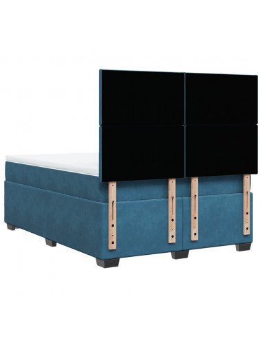 Giroletto a Molle con Materasso Blu 140x200 cm in Velluto