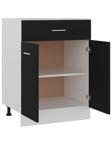 Armadio Inferiore con Cassetto Nero 60x46x81,5 cm Multistrato