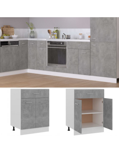 Armadio Inferiore Cassetto Grigio Cemento 60x46x81,5Multistrato