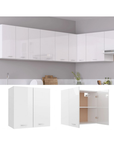 Mobile Pensile Bianco Lucido 60x31x60 cm Legno Multistrato