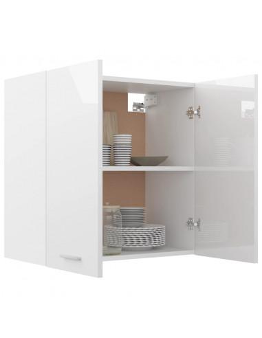 Mobile Pensile Bianco Lucido 60x31x60 cm Legno Multistrato