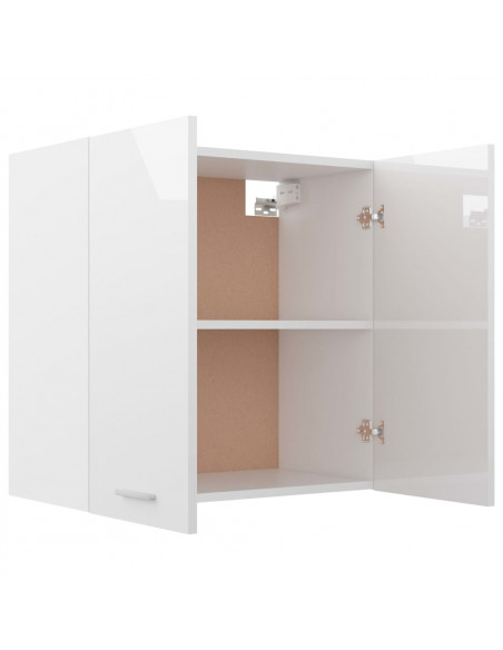 Mobile Pensile Bianco Lucido 60x31x60 cm Legno Multistrato