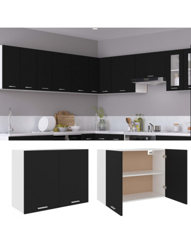 Mobile Pensile Nero 80x31x60 cm in Legno Multistrato