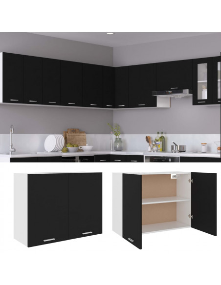 Mobile Pensile Nero 80x31x60 cm in Legno Multistrato