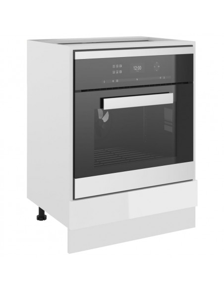 Mobile per Forno Bianco Lucido 60x46x81,5 cm Legno Multistrato