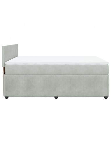 Giroletto a Molle con Materasso Grigio Chiaro 140x190cm Velluto