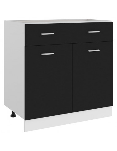 Mobile Inferiore Cassetto Nero 80x46x81,5 cm Legno Multistrato