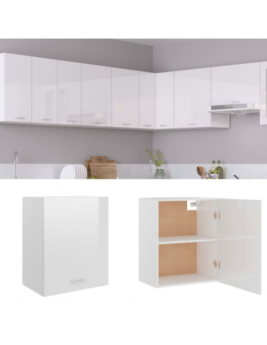 Mobile Pensile Bianco Lucido 50x31x60 cm in Legno Multistrato