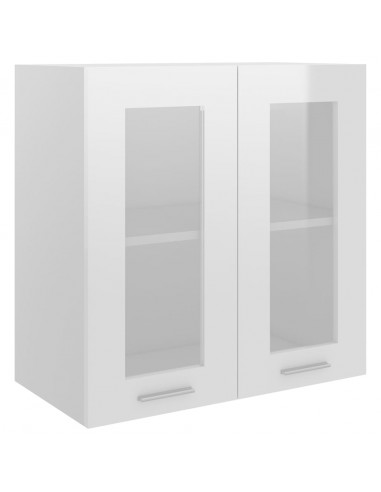 Mobile Pensile con Vetro “Lyon” Bianco Lucido 60x31x60 cm