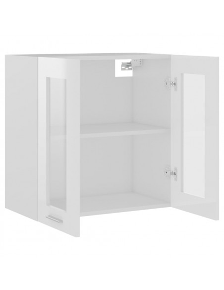 Mobile Pensile con Vetro “Lyon” Bianco Lucido 60x31x60 cm