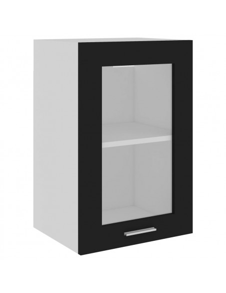 Mobile Pensile con Vetro Nero 40x31x60 cm in Legno Multistrato