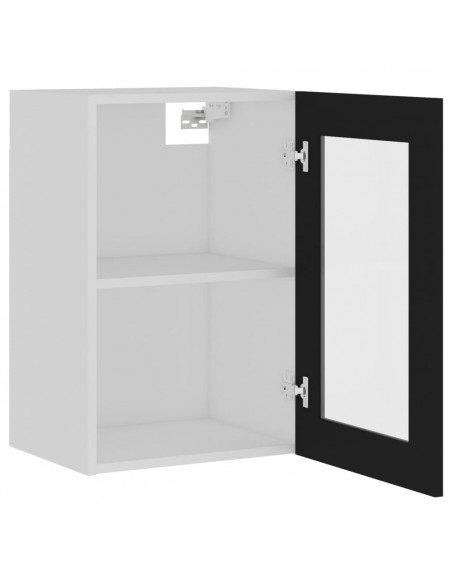 Mobile Pensile con Vetro Nero 40x31x60 cm in Legno Multistrato