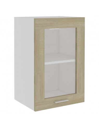 Mobile Pensile con Vetro Rovere Sonoma 40x31x60 cm Multistrato