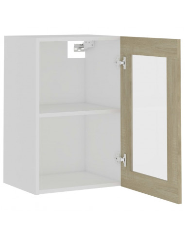 Mobile Pensile con Vetro Rovere Sonoma 40x31x60 cm Multistrato