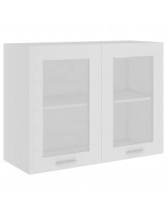 Mobile Pensile con Vetro Bianco 80x31x60 cm Legno Multistrato 2