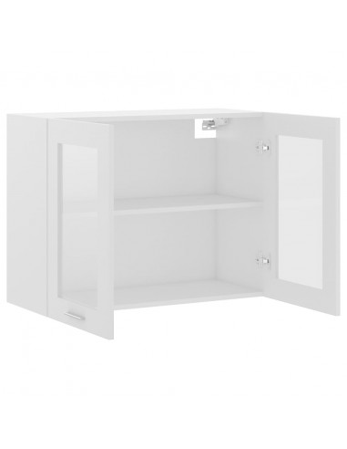 Mobile Pensile con Vetro Bianco 80x31x60 cm Legno Multistrato