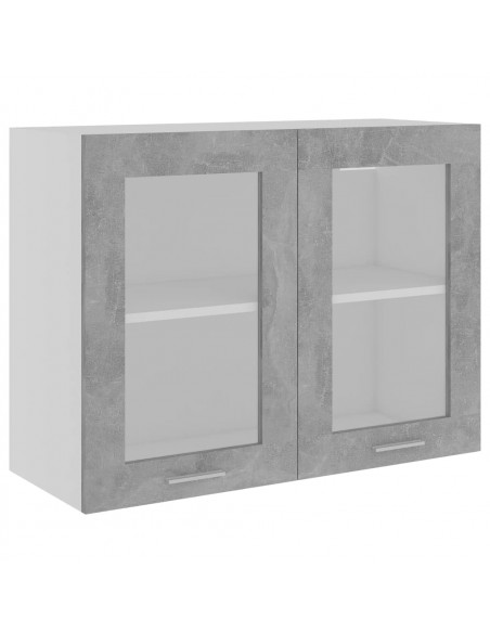 Mobile Pensile con Vetro Grigio Cemento 80x31x60 cm Multistrato