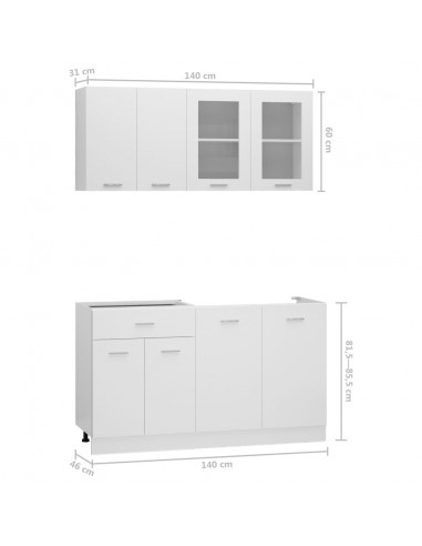 Set Armadi da Cucina 4 pz Bianco in Truciolato