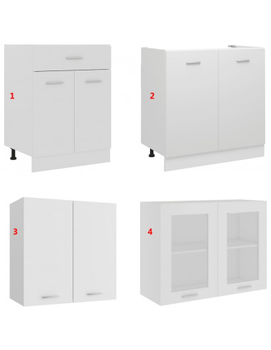 Set Armadi da Cucina 4 pz Bianco in Truciolato