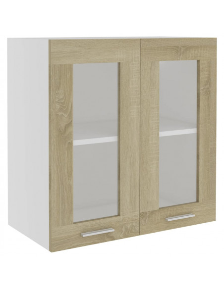 Mobile Pensile con Vetro Rovere Sonoma 60x31x60 cm Multistrato