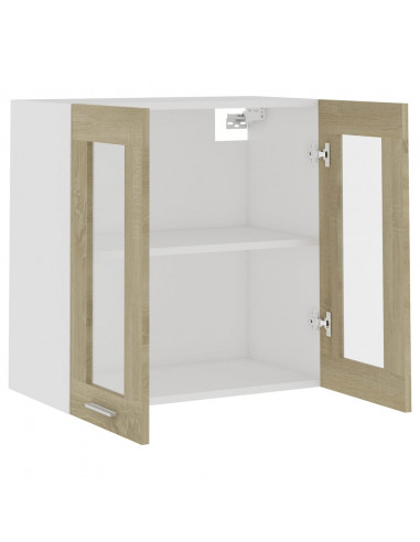 Mobile Pensile con Vetro Rovere Sonoma 60x31x60 cm Multistrato