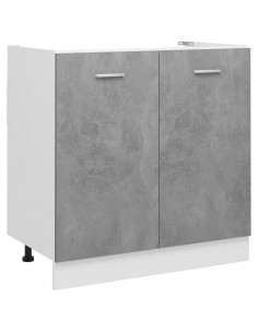 Armadio per Lavabo Grigio Cemento 80x46x81,5 cm in Multistrato 2