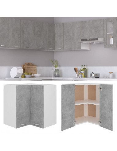 Pensile Angolare Grigio Cemento 57x57x60cm in Legno Multistrato