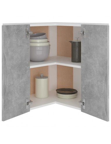 Pensile Angolare Grigio Cemento 57x57x60cm in Legno Multistrato