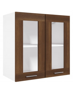 Mobile Pensile con Vetro Rovere Marrone 60x31x60 cm Multistrato 2