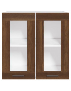 Mobile Pensile con Vetro “Lyon” Rovere Marrone 60x31x60 cm 2