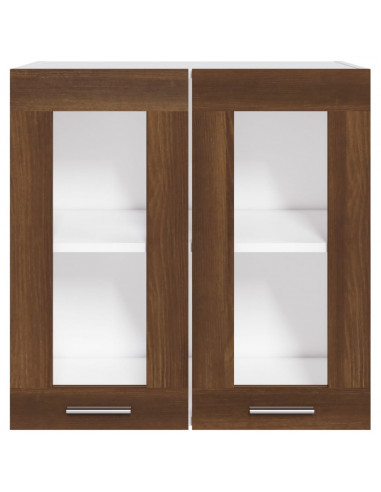 Mobile Pensile con Vetro “Lyon” Rovere Marrone 60x31x60 cm