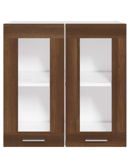 Mobile Pensile con Vetro “Lyon” Rovere Marrone 60x31x60 cm