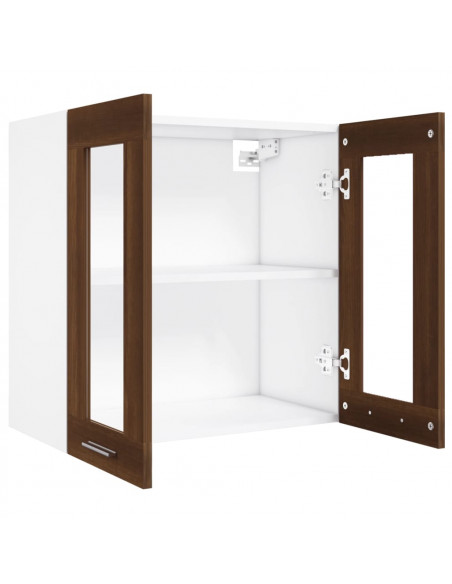 Mobile Pensile con Vetro “Lyon” Rovere Marrone 60x31x60 cm