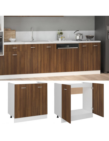 Mobiletto Rovere Marrone 80x46x81,5 cm in Legno Multistrato