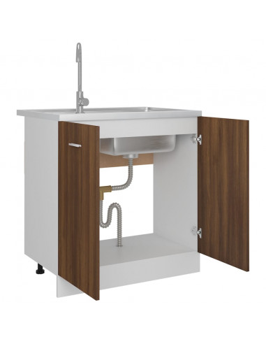 Mobiletto Rovere Marrone 80x46x81,5 cm in Legno Multistrato