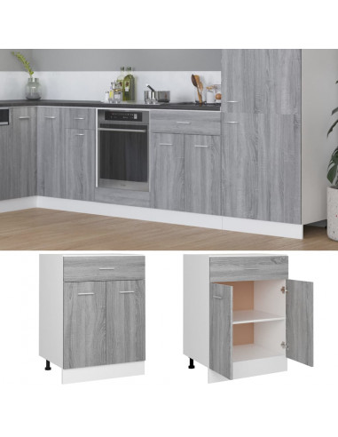 Mobiletto Grigio Sonoma 60x46x81,5 cm in Legno Multistrato