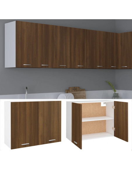 Mobile Pensile Rovere Marrone 80x31x60 cm in Legno Multistrato