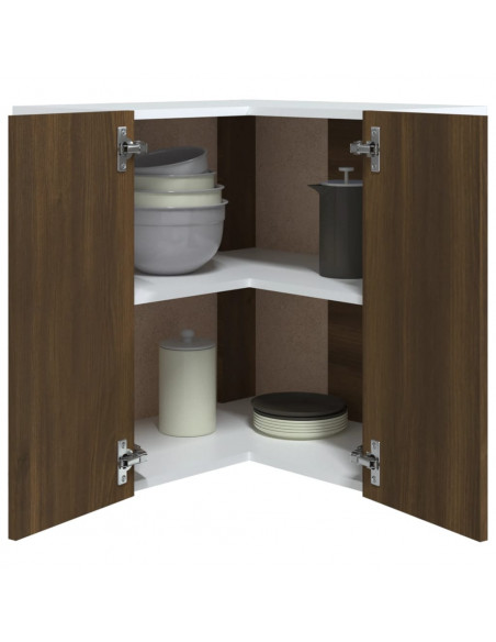 Mobile Pensile Angolo Rovere Marrone 57x57x60 Legno Multistrato